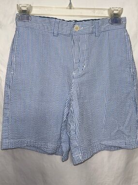 Vineyard Vines Boy's Seersucker Stripe Shorts - Blue/White, 10